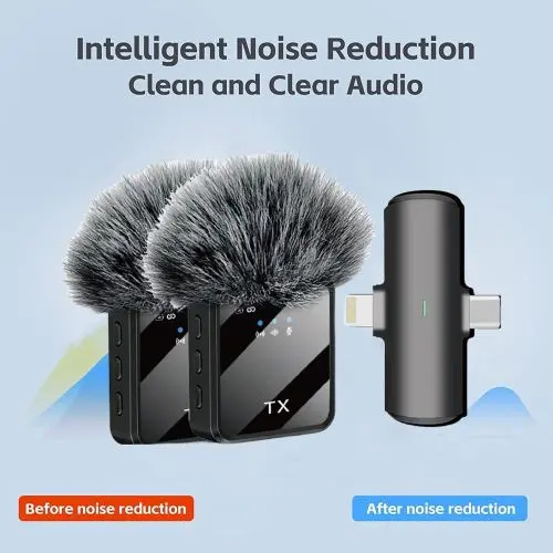F15 -2 USB Type C + i Phone 2in1 Wireless Lavalier Microphone