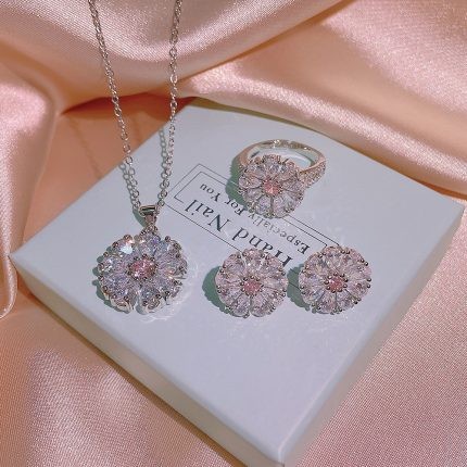 Crystal Flower Pendant Set