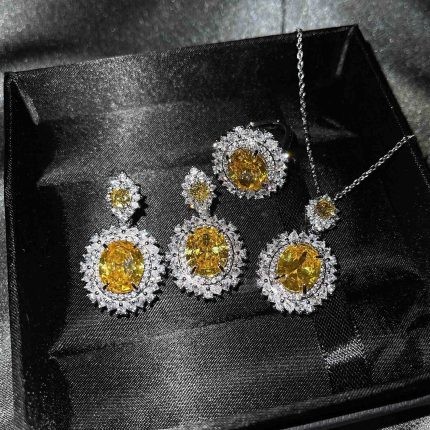Crystal Yellow Pendant Set